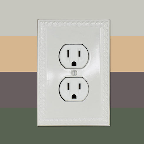 Questech Decor Single Duplex Electrical Outlet Cover Wall Plate, 1-Gang Single Switch Plate Standard Size Receptacle Cover, Decorative Rope Edge, ...