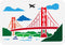 FINGERINSPIRE Golden Gate Bridge Stencil 8.3x11.7inch Reusable Bridge Pattern Painting Template Chain Bridge River Cloud Airplane Ship Decoration ...