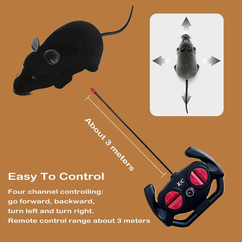 Giveme5 Remote Control Fake Rat Realistic Mouse Cat Toy Mice RC Toy Cat Mice Animal Interactive Toy Figures Cat Running Wheel Wireless Chasing Pra...