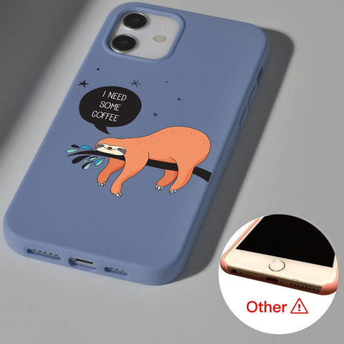 JOYLAND Blue Soft Liquid Silicone Rubber Slim Phone Case Cover with Microfiber Linin for iPhone XR Case Cute Sloth in The Tree Coffee Phone Cover ...