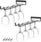 AUHOKY 2Pcs Stemware Glass Rack, Metal Wine Glass Holder, Under Cabinet Organization, Hanging Wine Cup Display Stand for Cabinet Kitchen Bar (Blac...