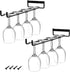 AUHOKY 2Pcs Stemware Glass Rack, Metal Wine Glass Holder, Under Cabinet Organization, Hanging Wine Cup Display Stand for Cabinet Kitchen Bar (Blac...