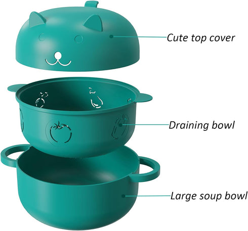 2000ML/68OZ Microwave Ramen Bowl?Noodle Bowl, Steamer for Cooking Food and Vegetables with Handle, Lid, Removable Strainer. Multifunctional bowl f...
