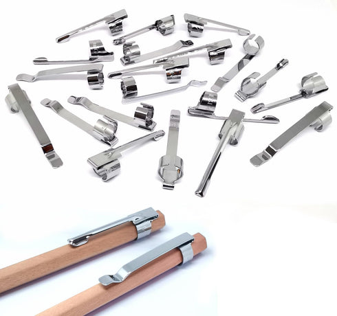 pencil Clips, pencil holder Silver Metal Clips Sliding Epoxy Pen golf pencil Clips Pocket Clips,Clip Shirt Study Holder Portable Hanging 2 Style (...