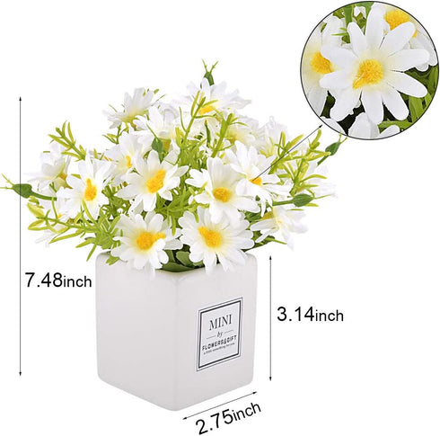 AIFUSI Artificial Flowers, Faux Flowers in Vase Small White Daisy Decor Mini Silky Artificial Daisies Fake Plant Flower Decor for Home Decor Indoo...