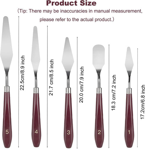 Palette Knife Set, 5 Pieces Stainless Steel Spatula Palette Knives Painting Accessories Art Supplies for Oil Painting, Gouache, Watercolor, Rock P...