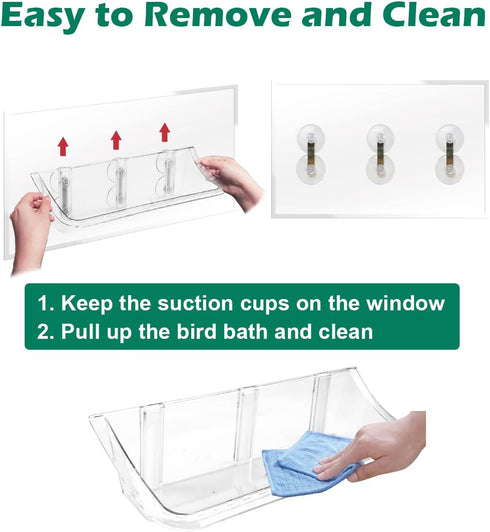 Clear Bird Bath Bird Feeder for Outside Window Glass, Transparent Birdbath with Strong Suction Cups for Viewing, bird watching gifts for Elderly P...