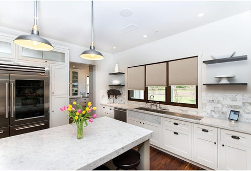 Redi Shade No Tools Easy Lift Trim-at-Home Cordless Cellular Blackout Fabric Shade Natural, 30" W x 64" L, (Fits windows 19"- 30")...