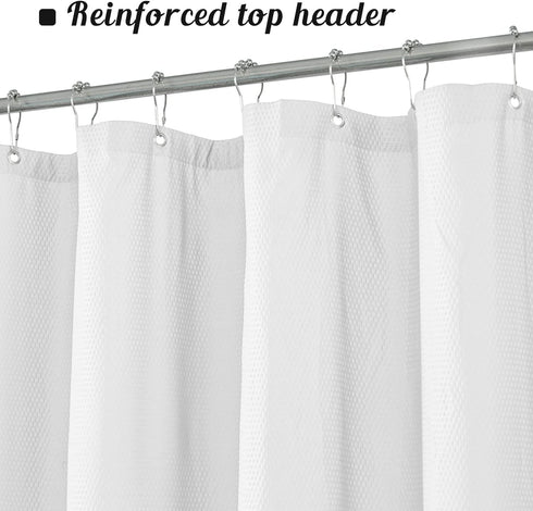 Mrs Awesome Embossed Microfiber Extra Long Shower Curtain Liner 71 x 84 inches, Soft Fabric Shower Curtain Washable and Water Repellent,71x84, Whi...