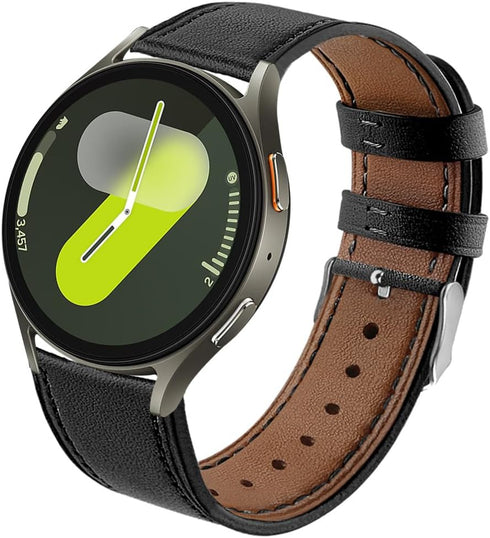 Leather Bands Compatible for Samsung Galaxy Watch 7 FE 6 5 4 Band 40mm 44mm, Watch 5 Pro 45mm/ 6 4 Classic 42mm 46mm 43mm 47mm/Active 2, 20mm Comf...