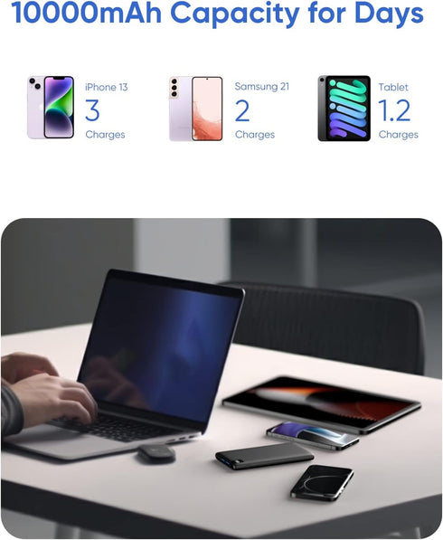 Power Bank 10000mAh Portable Charger 22.5W Portable Phone Charger USB C PD QC3.0 Fast Charge Ultra Slim External Battery Pack with LED Display for...