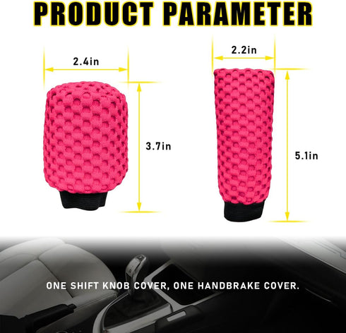 2 PCS Car Gear Shift Knob Cover & Handbrake Cover, Comfortable Anti-Slip Auto Shift Knob Protector, No Scratch Hand Brake Lever Handle Cover(Rose ...