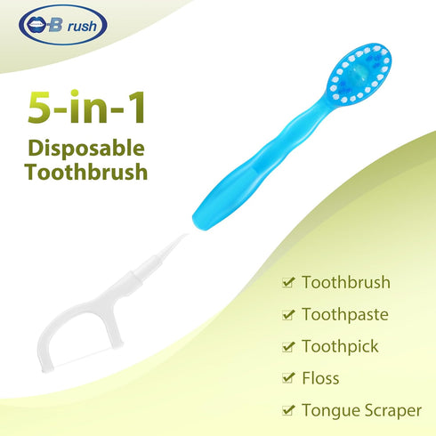 Disposable Toothbrush, Complete Oral Care All in One Toothbrush, Include Toothpaste, Tongue Cleaner, Dental Floss and Picks, Pack of 24...