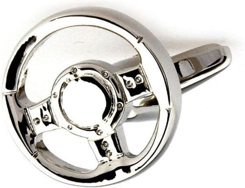 Steering Wheel Car Auto Racing Race Pair Cufflinks in a Presentation Gift Box & Polishing Cloth...