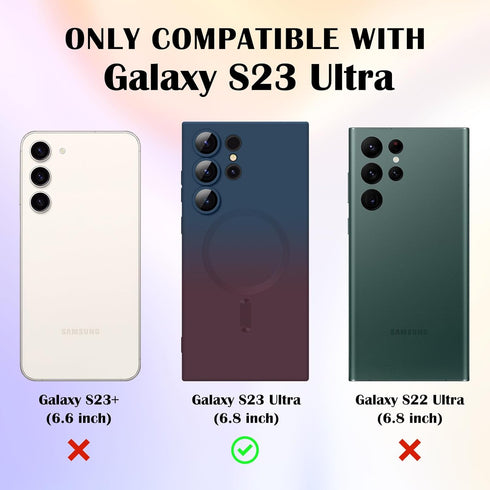 for Samsung Galaxy S23 Ultra 5G Magnetic Case, Luxury Cute Soft Liquid Silicone Case Bumper Anti-Scratch Shockproof Full Camera Protector Multicol...