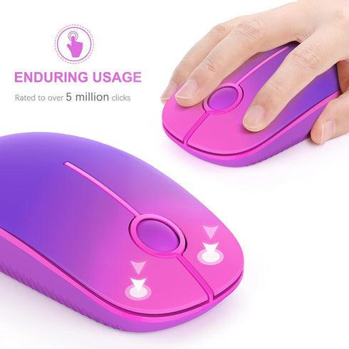 VssoPlor Wireless Mouse, 2.4G Slim Portable Computer Mice with Nano Receiver for Notebook, PC, Laptop, Computer (Gradient Purple)...