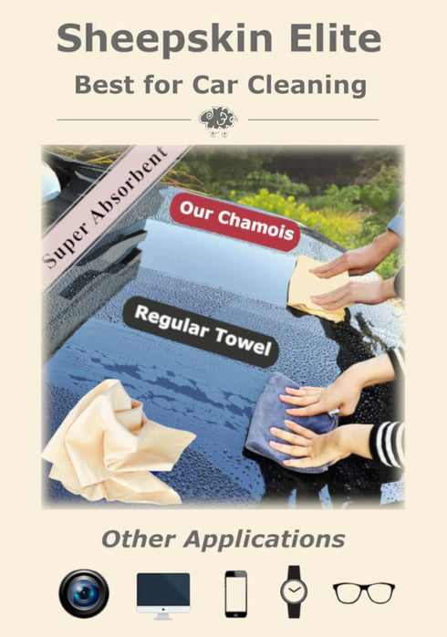Chamois Drying Cloth Car Drying Towel Real Leather Super Absorbent Fast Drying Natural Chamois Car Wash Cloth Accessory (2 SQ Each, 4 SQ FT in Tot...