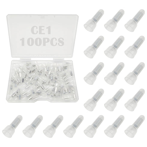 100PCS Closed End Crimp Terminal 22-16AWG Nylon Electrical Caps for Wires Crimp Connectors CE1...