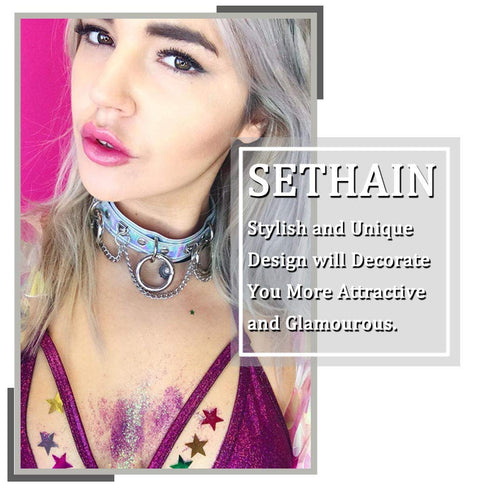 Sethain Boho Sequin Choker Necklace Gold Shiny Sequins Short Chain Party Necklace Jewelry Accessories for Women and Girls...