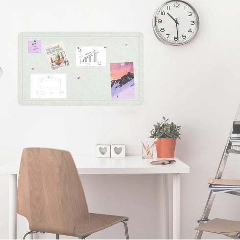 Beige White 28"x16" Large Cork Board with 50 Push Pins & Sticky notes, Self-Adhesive Bulletin Board No Damage for Wall, Felt Pin Board for Paste N...