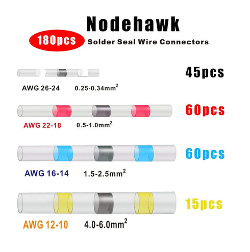 180 Pcs Solder Seal Wire Connectors,Electrical Connectors Heat Shrink Wire Connectors Waterproof Wire Connectors-Insulated Electrical for Marine A...