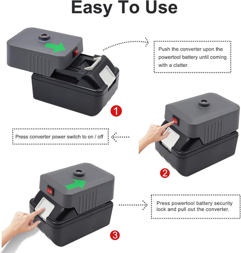 Makita Battery Adapter, Bosch Battery Converter, Power Source Inverter with USB Charger Outlets, LED Light for Makita/Bosch 12V 18V Battery for Rc...