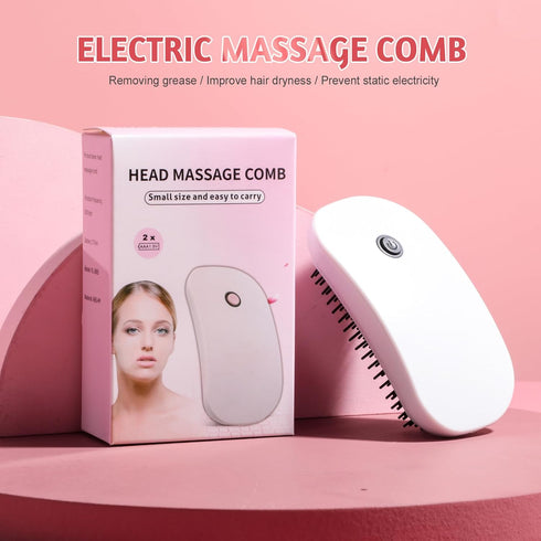 BS-MALL Scalp Massage Comb Electric Massage Brush Portable Hair Comb White Home Spa for Head White...