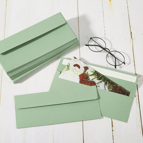 Wishop 50 Pack Sage-Green #10 Business Envelopes Self Seal Standard Envelopes for Office Checks, Business, Letter Mailing Invoices, 4.13 x 9.49 In...