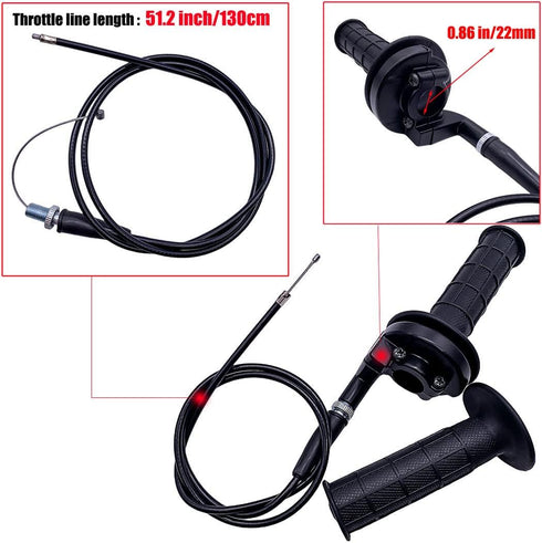 Throttle Cable and Throttle Handle For 7/8" 50 90 110 CC 150cc 250cc Mini Bike ATV Quad Compatible with Coleman Powersports 196cc CT200U CT200U-EX...