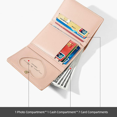 Small Wallets for Girls Cute Bear Print Wallet Small Tri-folded Wallet Cash Pocket Card Holder ID Window Purse for Women (Beige)...