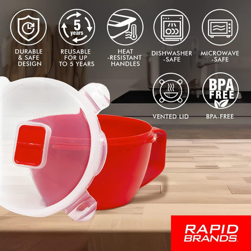 Rapid Soup Mug | Microwaveable Soup & Noodle Cooker | Enjoy Hot Soups Anytime | Ideal for Dorm, Small Kitchen, or Office | Dishwasher-Safe, Microw...