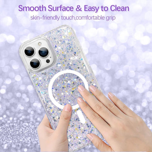 ZIYE Designed for iPhone 15 Pro Case Magnetic Glitter-6.1 Inch Bling Cases for Women Girls Sparkle Luxury Shiny Cute Compatible with MagSafe Soft ...