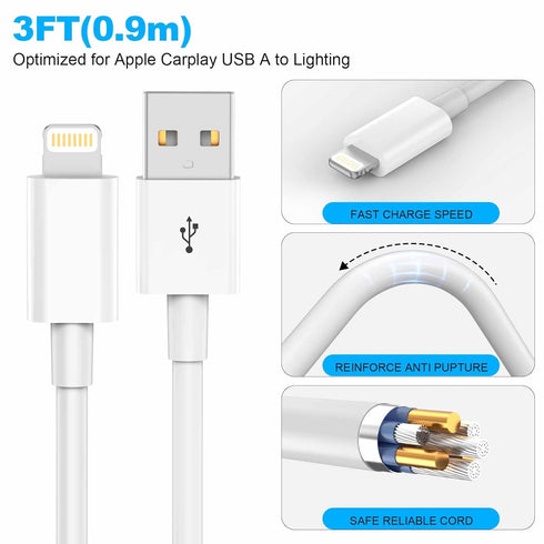 Car Apple Carplay Cable?USB A to Lightning Cable Compatible with iPhone 14 13 12 11 Pro Max XR XS X Charger Cord?Car Charging Cable...