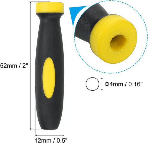 PATIKIL 2 Inch Rubber File Handle, 10 Pack File Cutting Tool File Handle Replacement Accessories for 0.16" Diameter File, Black Yellow...