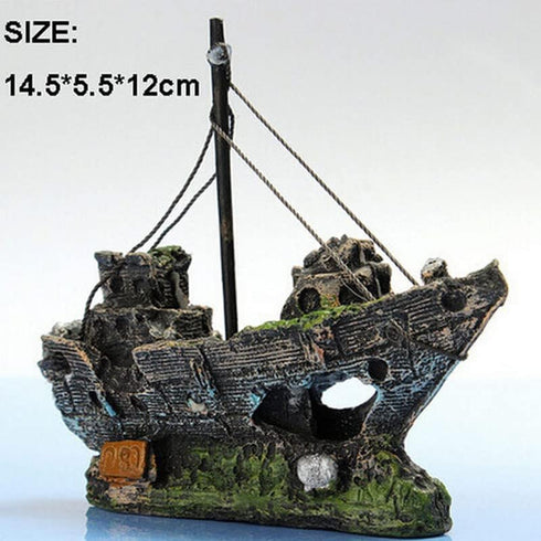 1 pcs Fish Tank Landscaping, Pirate Ship Wreckage, Aquarium Decorations and Ornaments...