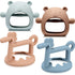 4 Pieces Silicone Teething Toys Bear Baby Teether Toy Anti Dropping Horse Teething Pacifier Baby Chew Toys Chewable Hand Teethers for Sucking Chew...