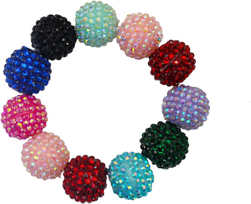 50Pcs Resin Rhinestone Beads, Loose Chunky Bubblegum Beads, Round Pave Disco Ball Beads, Gradient Shaped Spacer Beads for Jewelry Making DIY Craft...