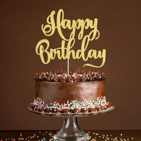 happy birthday Cake Topper, Happy Birthday Cake Bunting Decor,Birthday Party Decoration Supplies?Photo Booth Props (Gold)...