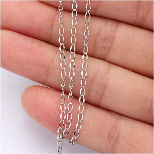 33FT Stainless Steel Jewelry Chains Silver Extender Chains Twisted Cable Chains Link Bulk for Jewelry Makings...