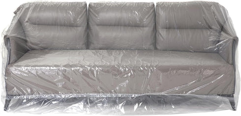 HERSENT 96 x 42 x 62 Inch Plastic Furniture Covers for Moving, Heavy Duty Couch Cover for Sofa, Thick Clear Sofa Moving Cover, Waterproof Moving a...