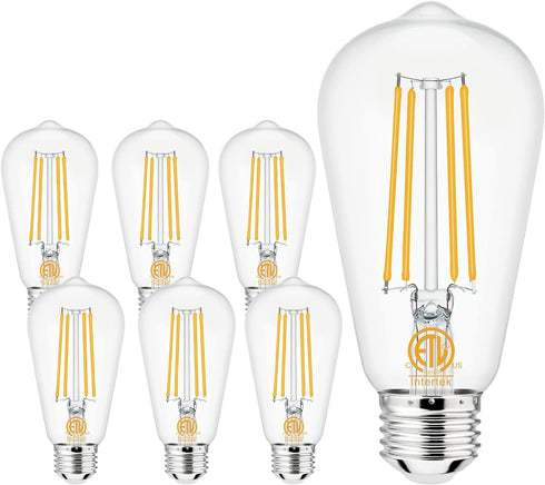 hansang E26 Edison Light Bulbs Dimmable 2700K Warm White, Vintage Edison Bulbs 60 Watt Equivalent LED, 6W Filament Light Bulbs CRI 85+, ST58 LED B...