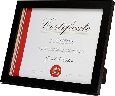 Frametory, 8.5 x 11 Picture Frame with Back Hangers for Wall Display, Easel Stand for Tabletop, for Certificates, Documents, Awards, Acknowledgeme...