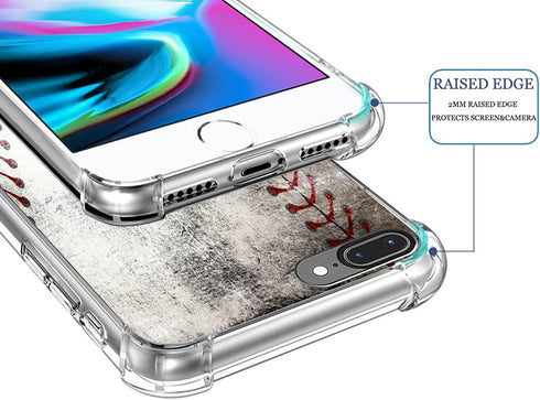 8 Plus Case/7 Plus Case Cute Rubber Protective Skin Cover Compatible with iPhone 7/8 Plus + Creative Vintage Baseball Art Pattern Printing...