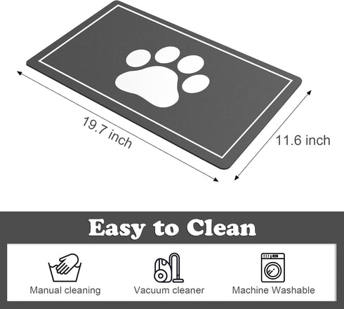 Absorbent Pet Feeding Mat for Dog Bowls, 12'' x 19'' Dog Mat for Food and Water Bowl Easy Clean Dog Food Mat Quick Dry Perfect Size Dog Bowl Mat D...