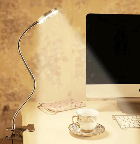 USB Desk Light with Clip, LED Eye-Caring Reading Lights with 3 Color Modes, 10 Brightness Dimmable and Long Flexible Gooseneck Portable Lamp for D...