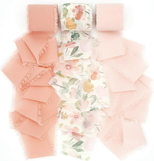 SIMPLE and THINGS Fringe Chiffon Ribbon 3 rolls, 1.5 in X 6 yds, 18 yds total, for Wedding Invitations, Bridal Bouquets, Gift Wrapping, Floral Arr...