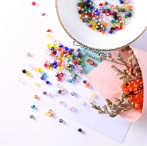 4MM Glass Beads 15 Colors 3000Pcs Bicone Crystal Beads for DIY Beading Projects, Bracelets, Necklaces, Earrings & Other Jewelrie...