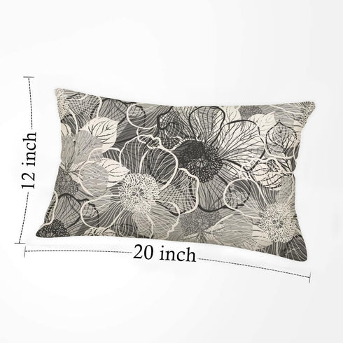 Gray Abstract Floral Throw Pillow Covers 12x20 In Black White Gray Flowers Lumbar Pillow Covers Abstract Modern Farmhouse Pillowcases Home Decor f...