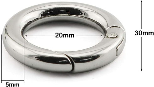 JCBIZ 6pcs Zinc Alloy Round Spring Snap Hooks Clip DIY Accessories for Handbag Purse Shoulder Strap Key Chains,20mm/0.78in Inner Diameter Circle M...