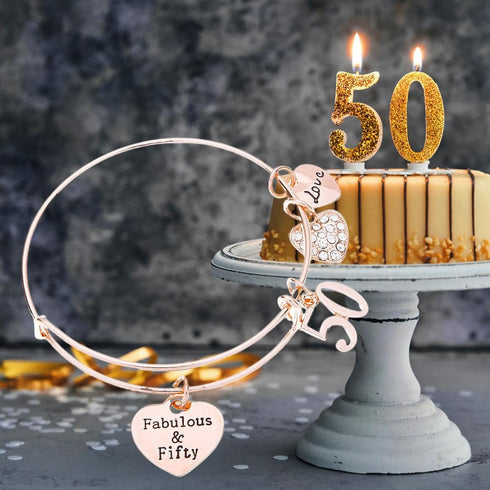 Infinity Collection 50th Birthday Bracelet, 50th Birthday Gifts for Women, 50th Birthday Gift Ideas...